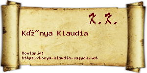 Kónya Klaudia névjegykártya